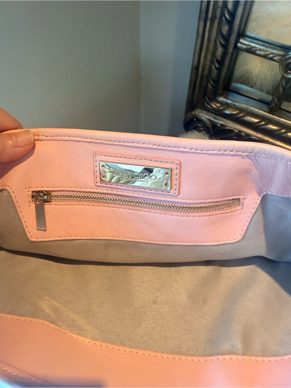 Jimmy Choo Sasha S Pink Leather Star Studded Tote Bag. - Picture 4 of 16
